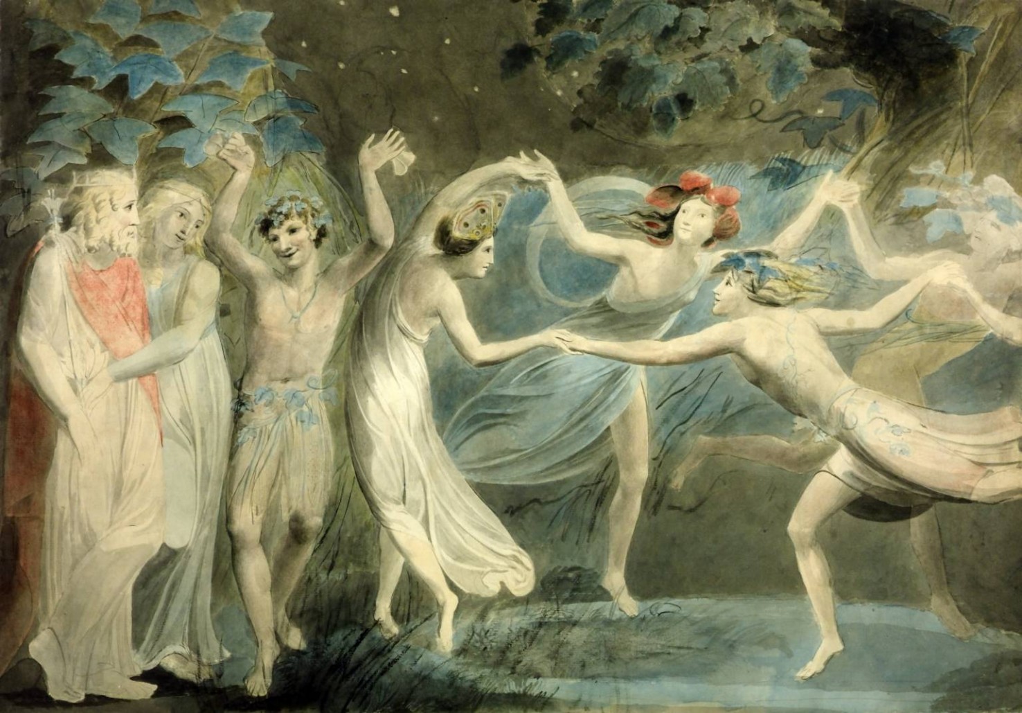 Oberon, Titania and Puck with Fairies Dancing circa 1786 by William Blake 1757-1827